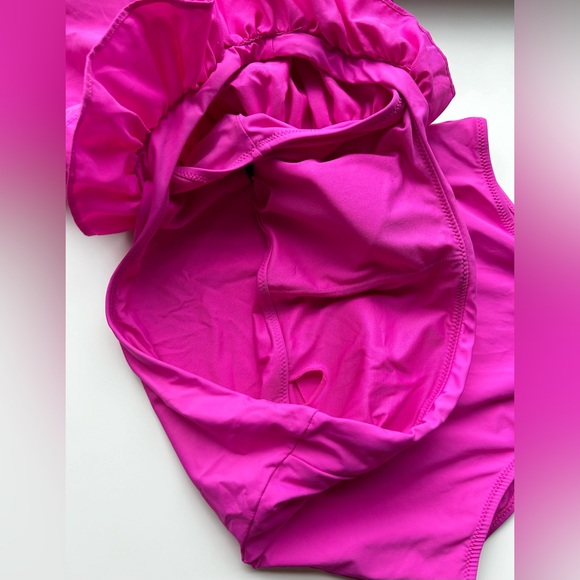 Zara Ruffle Swimsuit in Fuchsia - Picture 5 of 7